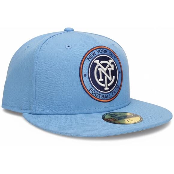 MLS New Era 59FIFTY NYC FC Fitted Hat Sky Blue Size 7 1/4 - Picture 1 of 10